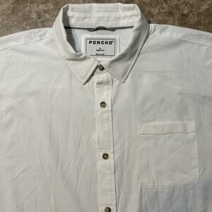 Poncho Shirt Mens XL White Short Sleeve Button Woven Fishing Vented